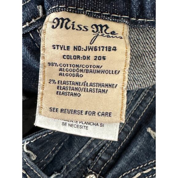 Miss Me Bootcut Jeans Lace Sequin Flap Pockets Denim Dark Wash Womens Size 27 - Picture 9 of 9